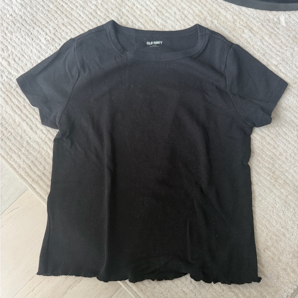Old Navy Black Ribbed Short Sleeve Crew Tee